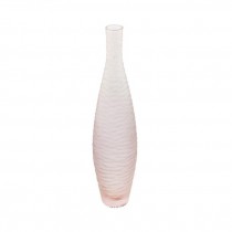 VASE-Tall Pink Frosted Glass W/Waves