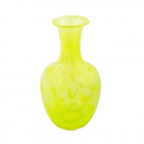 VASE-Translucent Yellow Glass/Full Belly W/Long Neck & Fluted Top