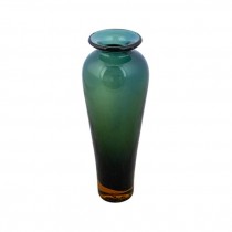 VASE-Tall Dark Green Tear Shape W/Round Lipped Smooth Rim