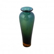 VASE-Tall Dark Green Tear Shape W/Round Lipped Smooth Rim