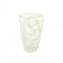 VASE-Frosted Glass W/Cherub Relief
