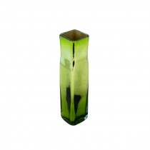 VASE-Tall Metallic Green Square