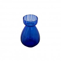 VASE-Dark Blue Glass/Bulb Shaped Base & Cup Shaped Rim