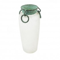 VASE-PEARLIZED W/VERTIGRIS RIM