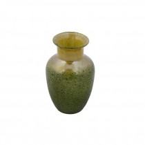 VASE-Green Urn Shape Body W/Biege Colored Neck & Rim