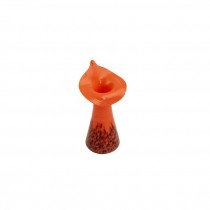 BUD VASE-Dark Orange Art Glass W/Black Accents On Base