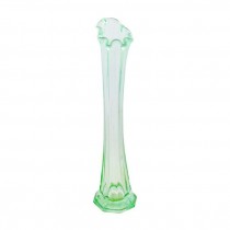 VASE-Clear Green Glass/Narrow W/Ruffle Edged Top