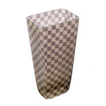 VASE-10.5-GRAY/WHITE CHECK GLASS