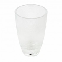 VASE-Wide Clear Glass W/Horizontal Ribs