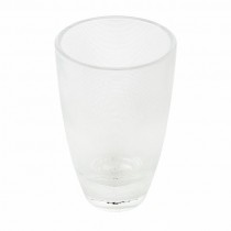 VASE-Wide Clear Glass W/Horizontal Ribs