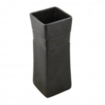 VASE-Tall Square Black Glaze W/Bands at Top