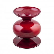 VASE-6"-RED-CLEAR GLASS