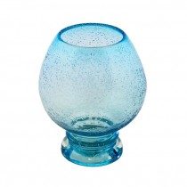 VASE-Clear Blue Bubble Glass