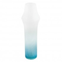 VASE-White Striped Glass/Ombre White to Blue