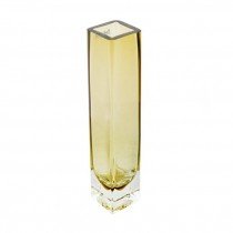 VASE-GLASS-12"-TRANSLUCENT AMBER SQ