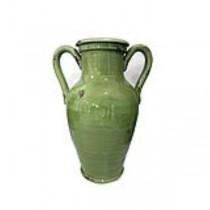 VASE-GREEN CERAMIC-2 HANDLES-D