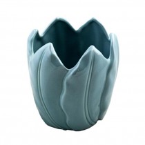 Vase-Blue Tulip Leaf- Ceramic