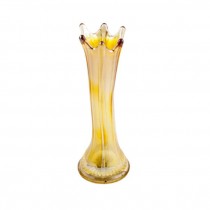 VASE-Art Glass Yellow W/Points on Rim