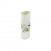 VASE-CER 7"WH W/FLORAL & BLUE BIRD