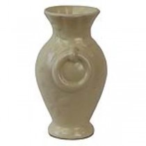 VASE-White W/Molded Flowers & Two Side Rings