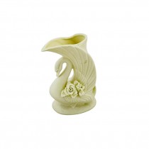 VASE-5"-CER-IVORY-SWAN W/ROSES