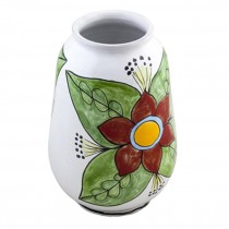 VASE-10"FLORAL PAINTED CERAMIC