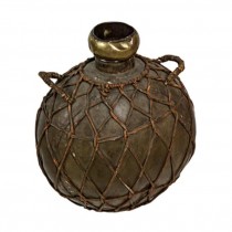 JUG-15"/Water/ Distressed Brass W/Woven Leather Encasing