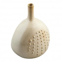 VASE-11"SAND CERAMIC W/DOTS