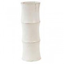 VASE-12H-WHITE RIBBED WOOD