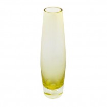 VASE-Tall Narrow Clear Yellow Glass
