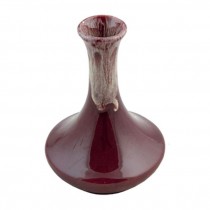 VASE-BURGUNDY/WHITE CERAMIC