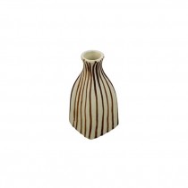 BUD VASE-Cream Colore W/Vertical Brown Stripes