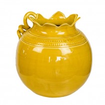 VASE-Round Body W/Scalloped Top Edge & Curly Q Handle