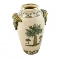 VASE-11.5"-Ceramic W/ Palm Trees