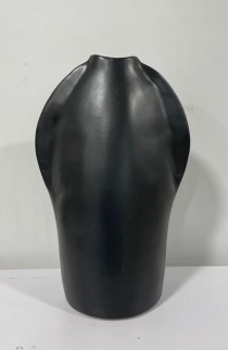 VASE-8"-CER-CHARCOAL-PINCH TOP