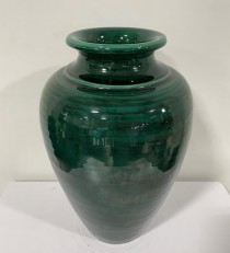 VASE-Tall Dark Green Glass Urn