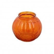 VASE-Pumpkin Shaped Translucent Orange Glass