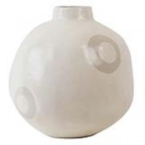 VASE-10"-CER-WHT-GRAY CIRCLES