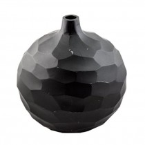 VASE-12"-DK WD-DIAMOND CUT-RND