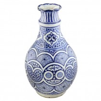 VASE-Blue & White Moroccan W/Scalloped Edge