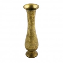 VASE-Brass Bud W/Etched Design & Ped Vase