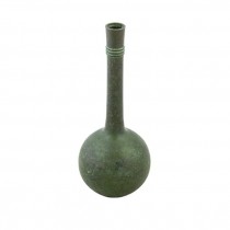 BUD VASE-Green Metal Gourd W/Long Neck