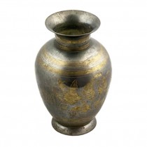 VASE-Large W/Sliver & Gold Etched Floral Design