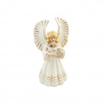 Statue-White Female Angel Harp