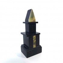 BOOKEND-Black Marble Tower w/Green Accents