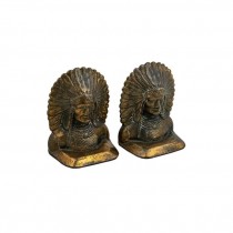 BOOKENDS-Bronze Indian Chief