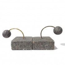 BOOKEND-Gray Marble Ball Stemmed from Marble Base (Pair)