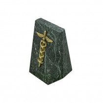 BOOKEND-Green Marble W/Brass Medical Crest (Pair)