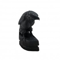 FIGURINE-Black Raven Standing on Black Rock