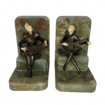 BOOKEND-Green Marble Musicans (Pair)